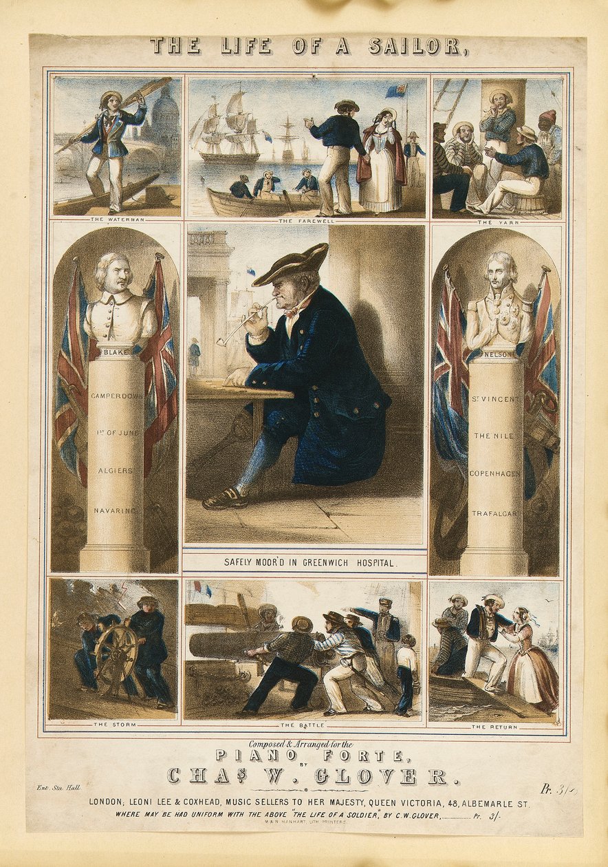 水手的生活》，约 1860 年（彩色石版画） 作者 迈克尔·汉哈特