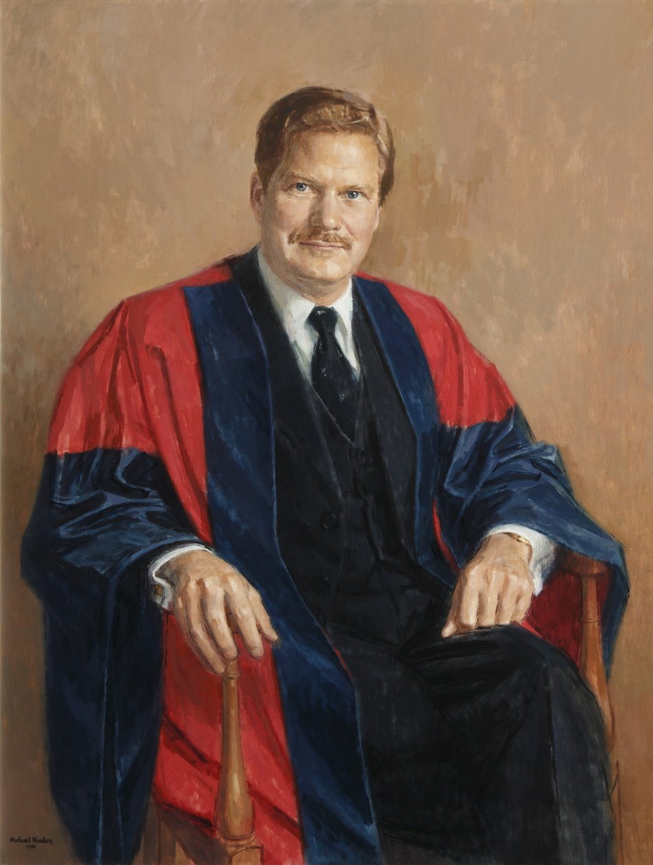 玛格达琳学院院长Keith Broadwell Griffin（布面油画） 作者 迈克尔·诺阿克斯（Michael Noakes）