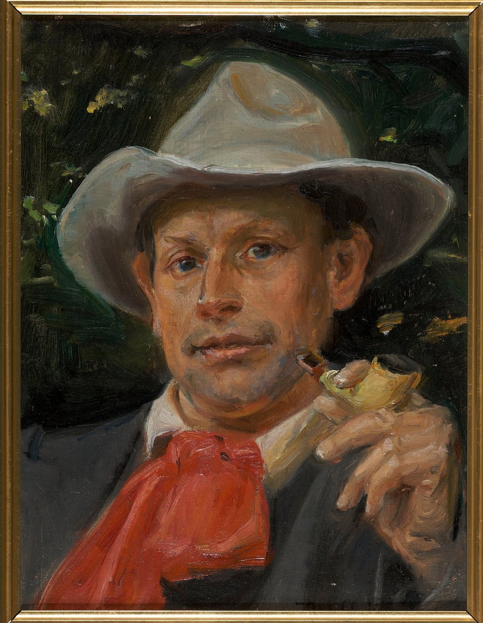 "马丁-安徒生-奈克索（1869-1954）的画像(Martin Andersen Nexo的肖像）Peinture de Michael Ancher (1849-1927) - 1911 - 布面油画 - 24x33 - Bornholms Kunstmuseum 作者 迈克尔·彼得·安彻