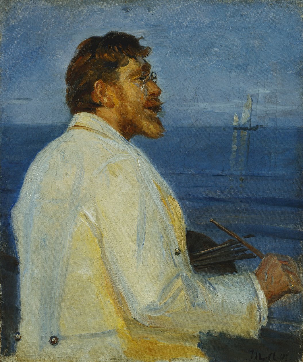 画家皮德·塞弗林·克罗耶（Peder Severin Kroyer）的肖像，半长，1907年 作者 迈克尔·彼得·安彻