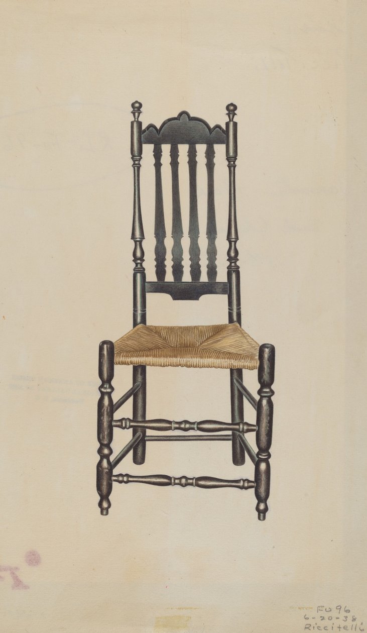 栏杆式靠背边椅，1938年。 作者 迈克尔·里奇泰利