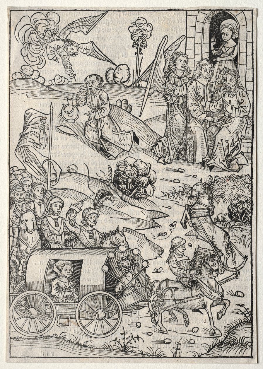 Der Schatzbehalter：  托比亚斯回到托比特；托比亚斯的妻子到来；天使为沙漠中的以利亚送去食物和饮料 作者 迈克尔·沃尔吉姆特
