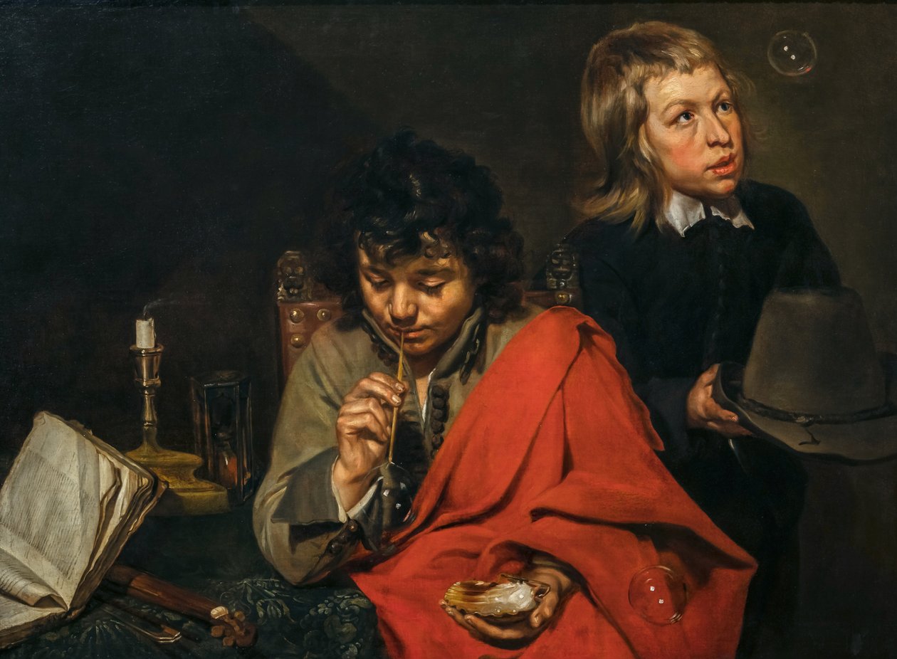 吹泡泡的男孩，约 1640 年代（布面油画） 作者 迈克尔娜（Michaelina Wautier）