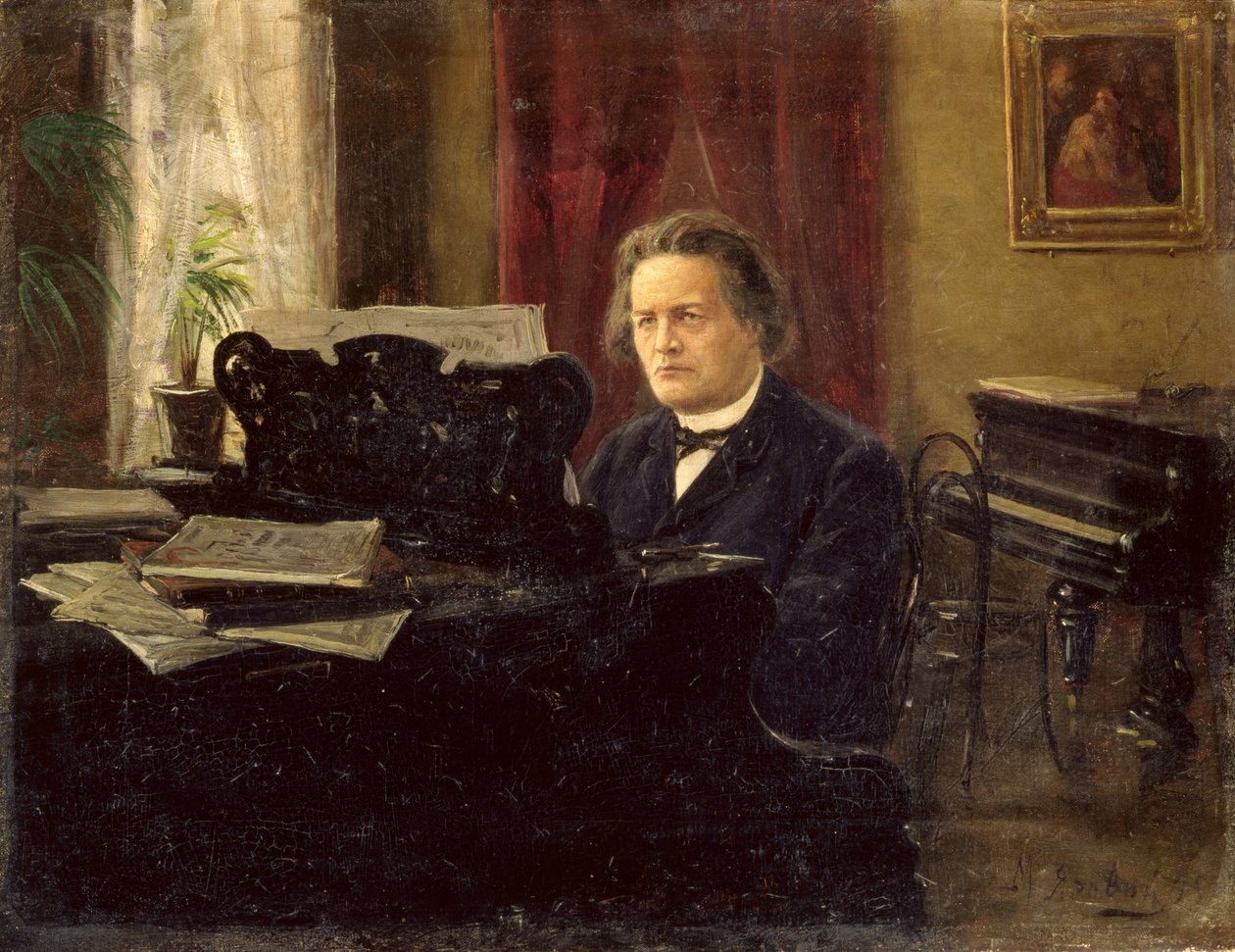 作曲家安东鲁宾斯坦的肖像（1829-1894） 作者 米哈伊尔（Mikhail Mikhailovich）Yarowoy
