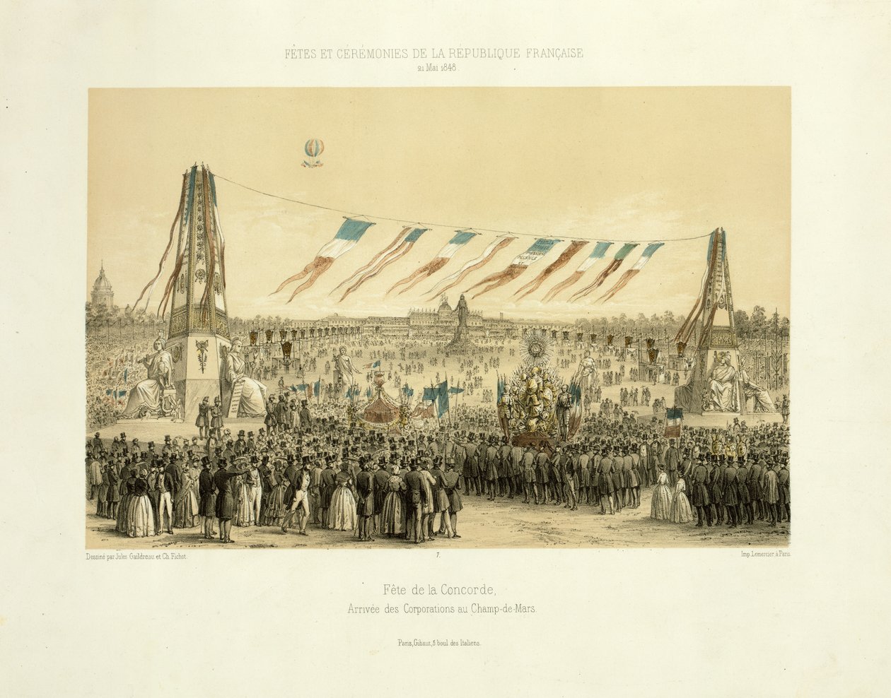 1848年，协和广场，行会的到来，Champ-de-Mars，巴黎 作者 Michel C.和Gaildrau，Jules Fichot