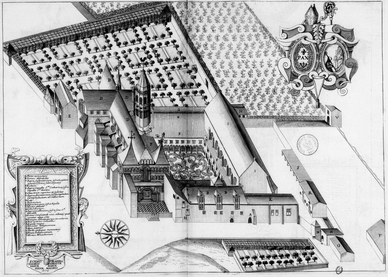 在Monasticon Gallicanum一书中刻有17世纪的板块，描绘了法国La Sauve-Majeure修道院 作者 米歇尔·杰曼