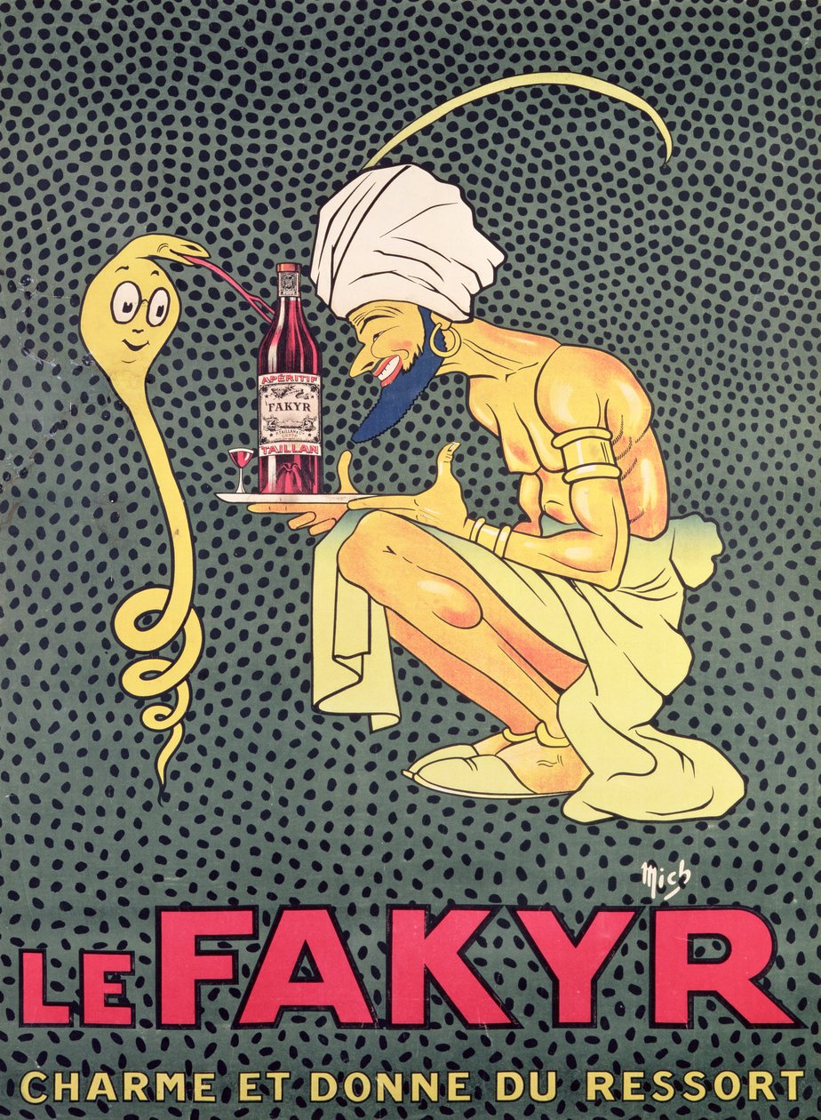 Fakyr：魅力和精神的提供者，&39;Fakyr&39;开胃酒（手工彩色雕刻）的广告 作者 米歇尔·利博