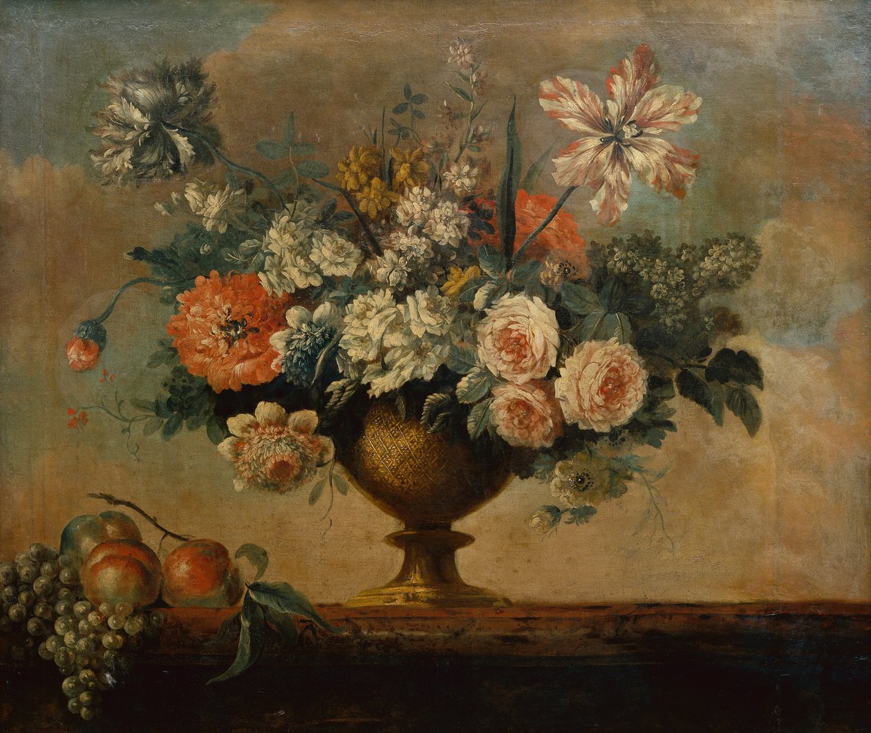 玫瑰、郁金香、康乃馨和其他瓮中之花（油画） 作者 米歇尔·布鲁诺·贝伦格