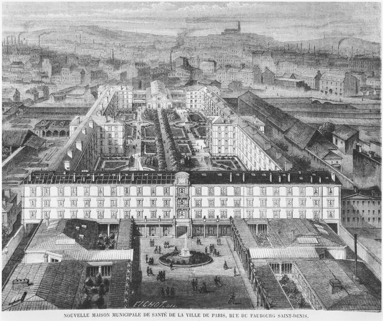 现在的巴黎Fernand Widal医院，来自&39;Le Monde Illustre&39;，1867年的插图 作者 查尔斯·菲肖