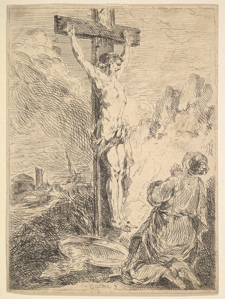 玛丽·抹大拉的马利亚（Mary Magdalene）在十字架的脚下祈祷，1720-183年。 作者 米歇尔·弗朗索瓦·丹德·巴顿
