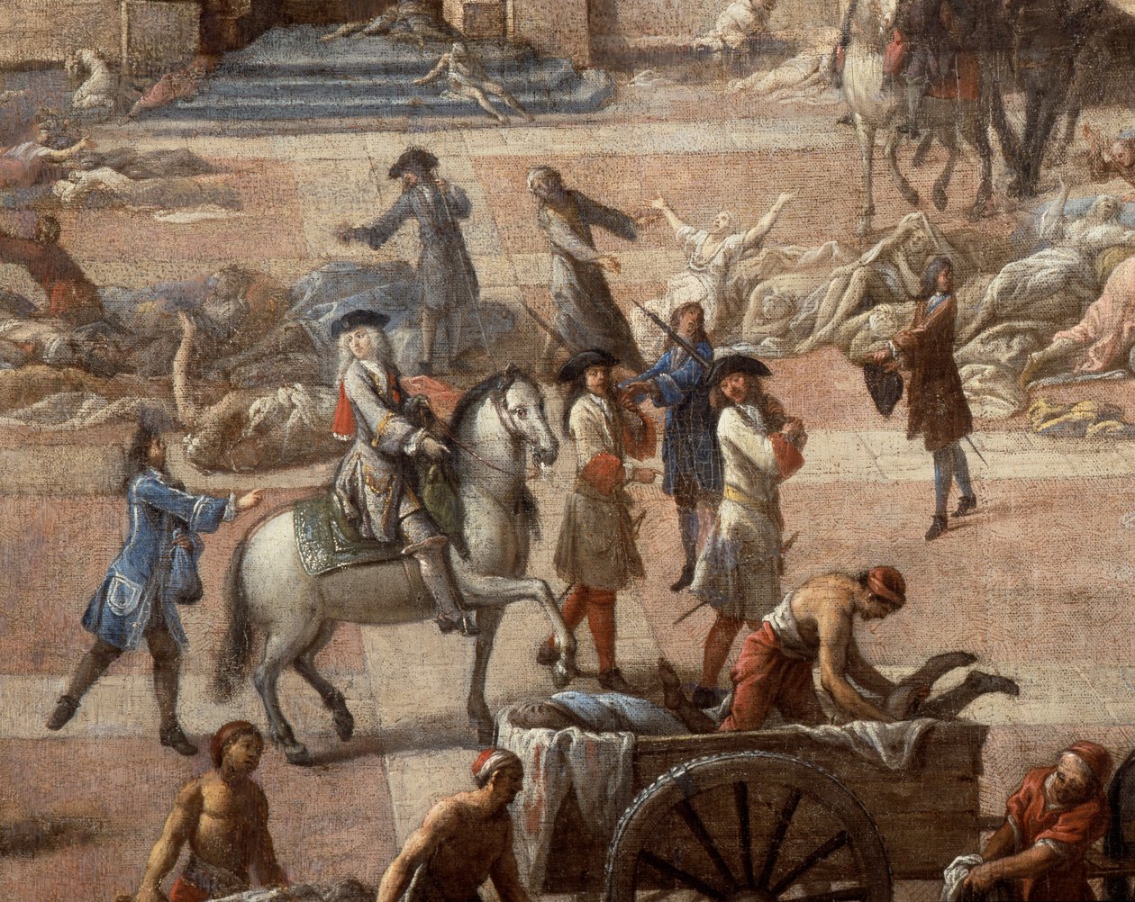 1720 年瘟疫期间（马赛）市政厅的景色 作者 米歇尔·塞雷