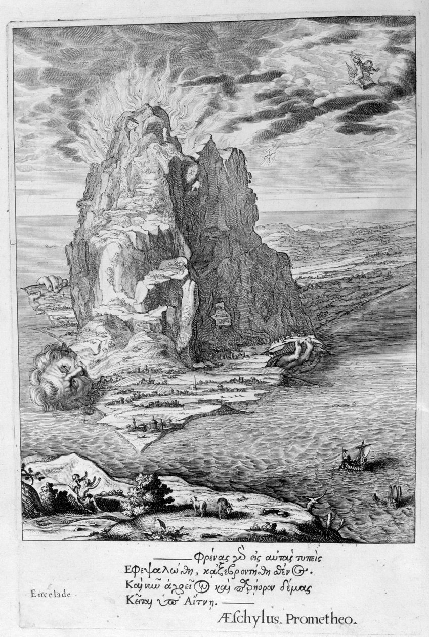 土卫二埋在埃特纳火山下，1655年 作者 米歇尔·德·马洛雷斯