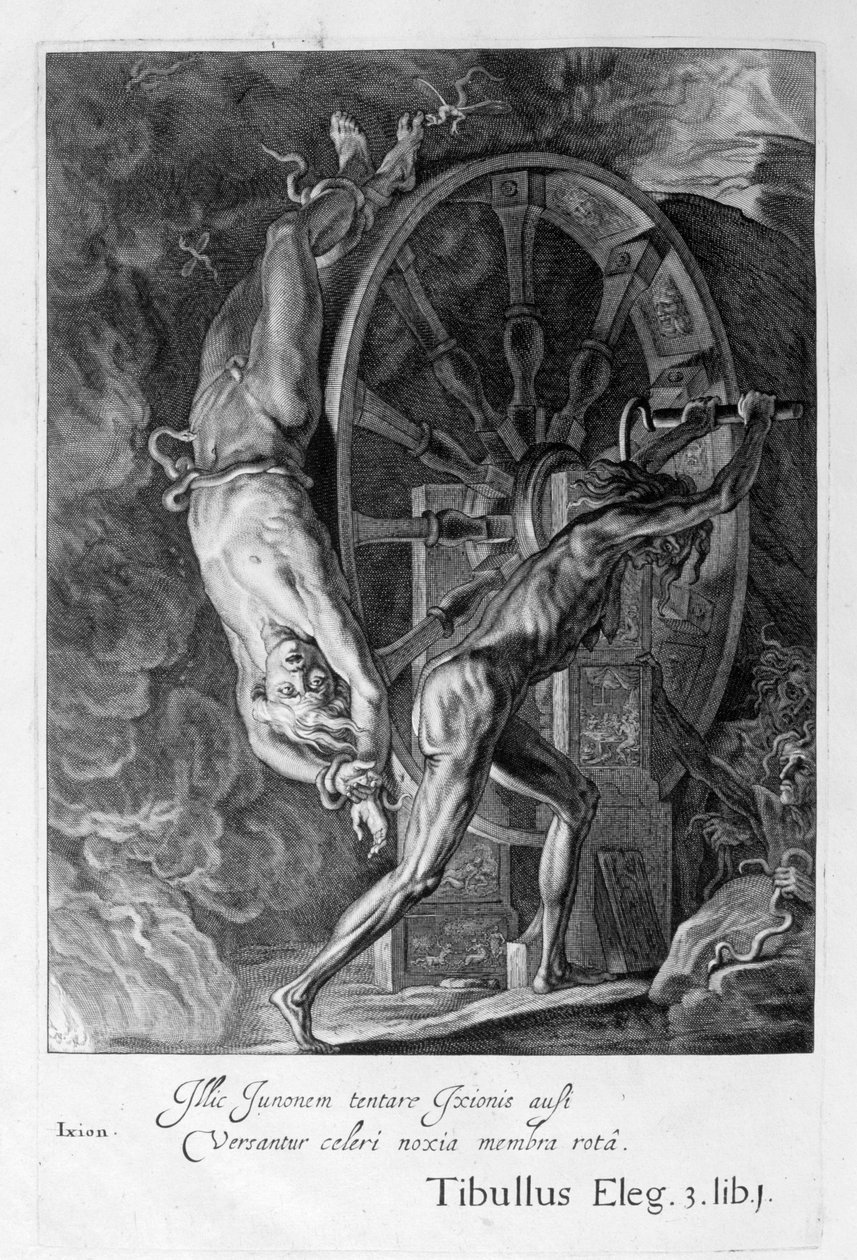 车轮上的塔塔鲁斯（Tartarus）的Ixion，1655年 作者 米歇尔·德·马洛雷斯