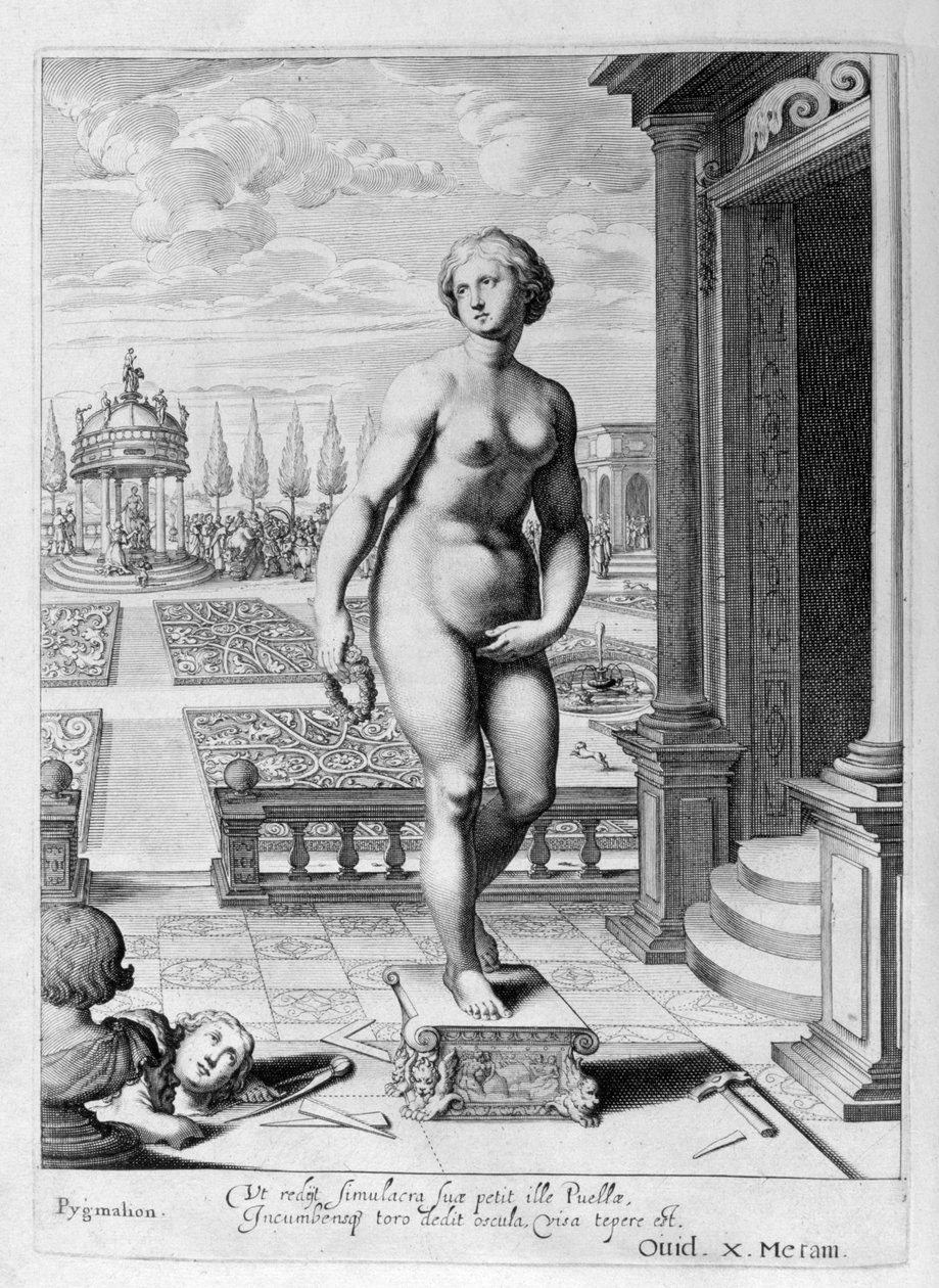皮格马利翁（Pygmalion）被他制作的雕像迷住了，1655年 作者 米歇尔·德·马洛雷斯