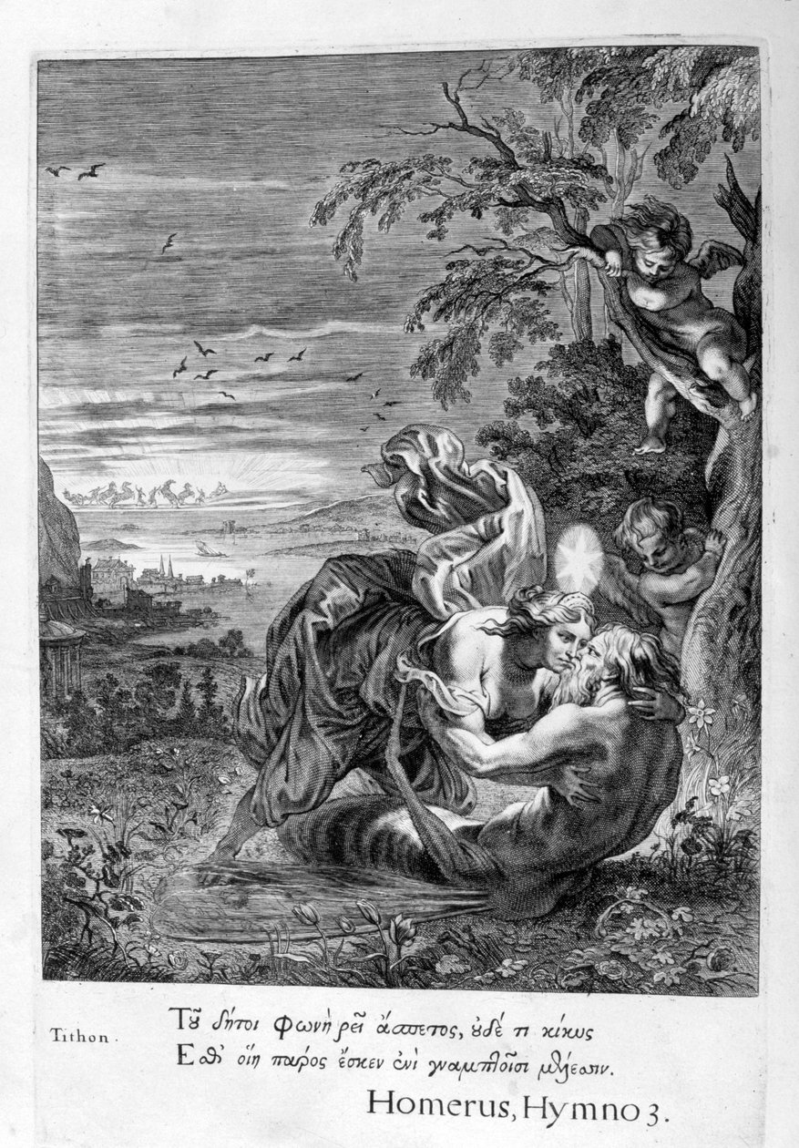 埃索斯的情人蒂索努斯变成了蚱grass，1655年 作者 米歇尔·德·马洛雷斯