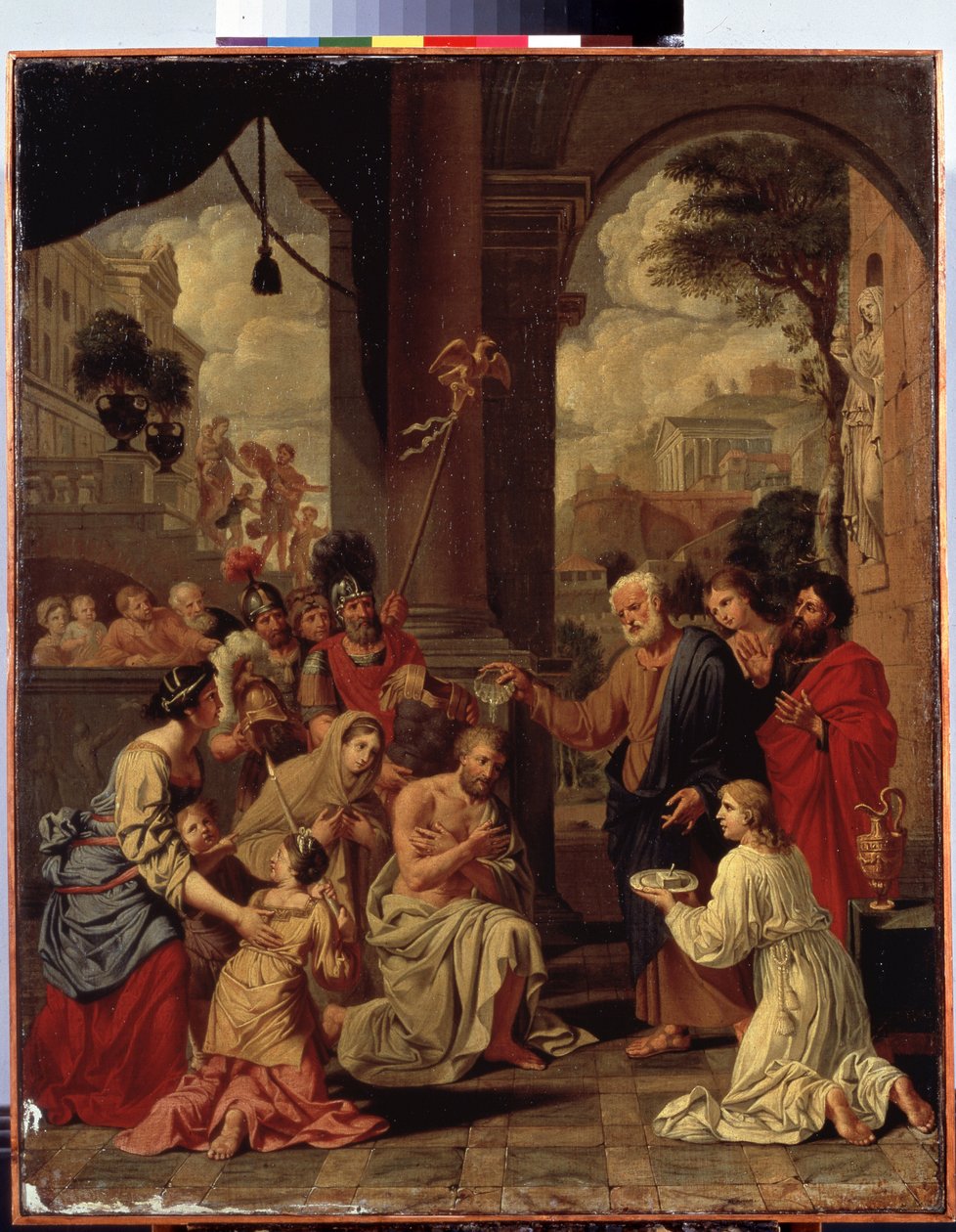 "百夫长哥尼流的洗礼》（Le bapteme du centurion Corneille），罗马百夫长哥尼流接受彼得的洗礼。米歇尔-科尔内耶（1642-1708 年）的画作。尺寸：88x70 厘米 圣彼得堡艾尔米塔什博物馆 作者 米歇尔·德·塔佩斯特里斯科内尔
