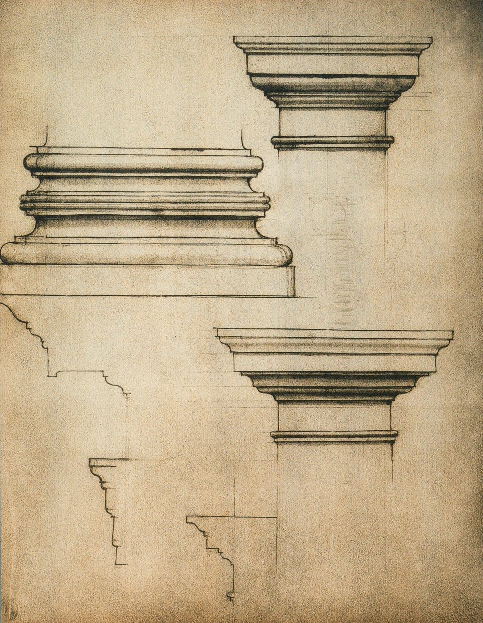 支柱的基地和首都;米开朗基罗画的。 Casa Buonarroti，佛罗伦萨 作者 米开朗基罗（Michelangelo Buonarroti）