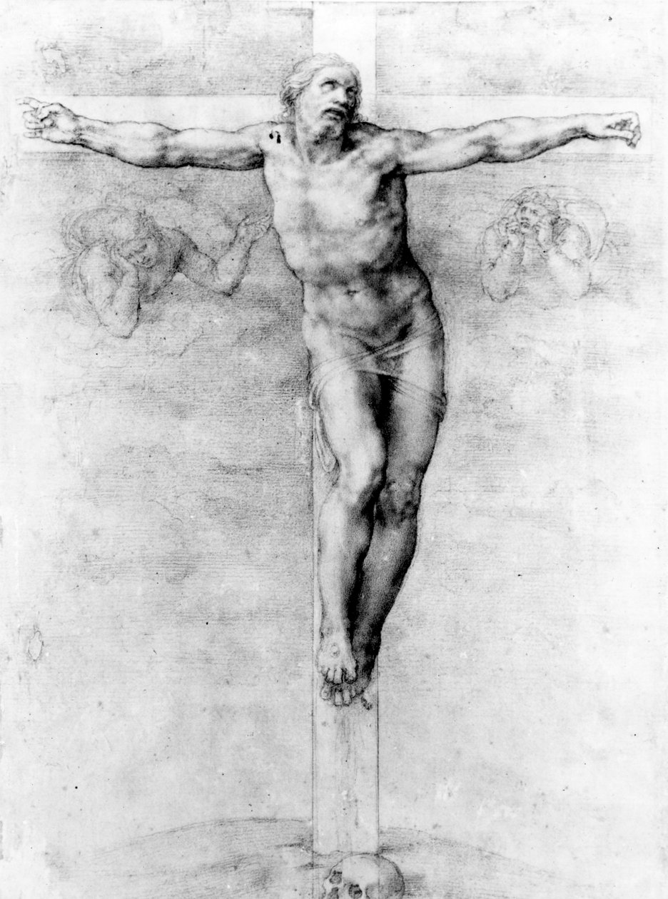基督在十字架上（粉笔在纸上） 作者 米开朗基罗（Michelangelo Buonarroti）