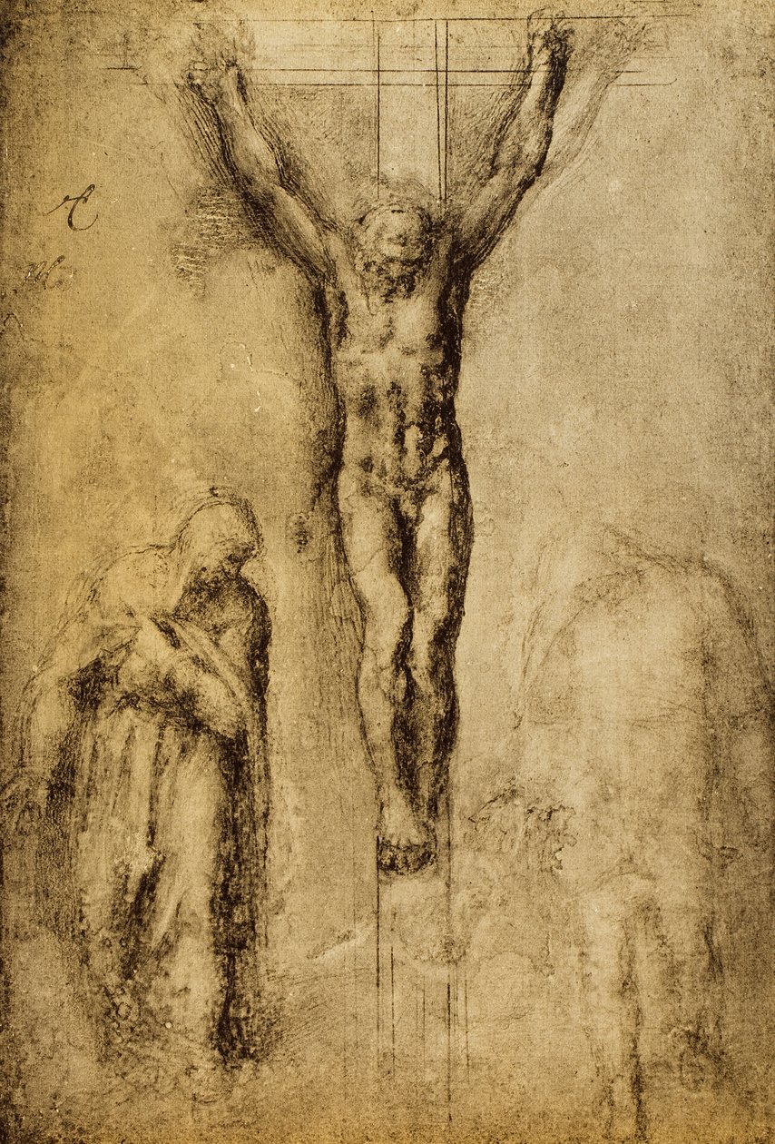 受难;米开朗基罗画的。巴黎的卢浮宫 作者 米开朗基罗（Michelangelo Buonarroti）