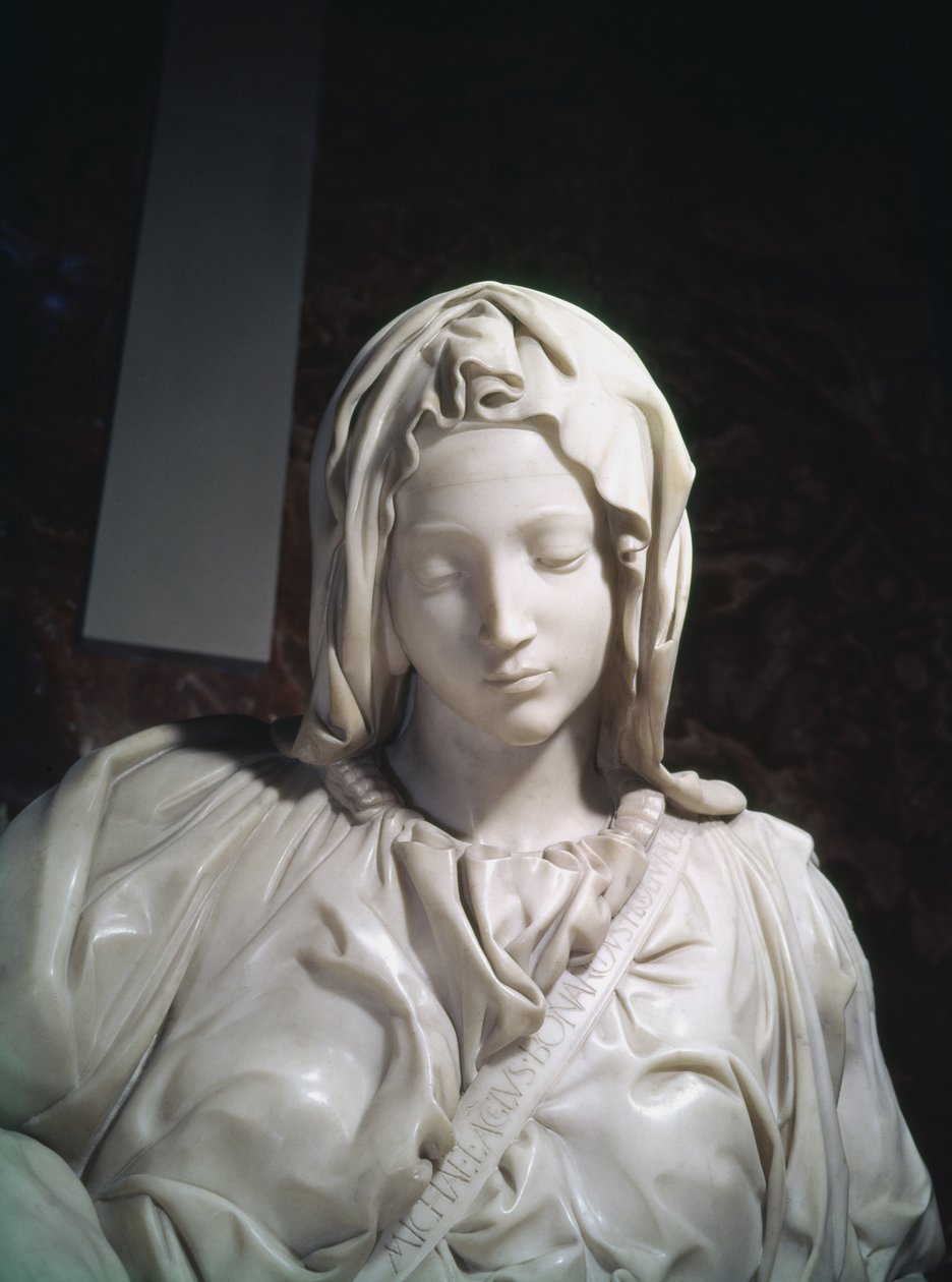 Pietà的细节，1498-99大理石 作者 米开朗基罗（Michelangelo Buonarroti）