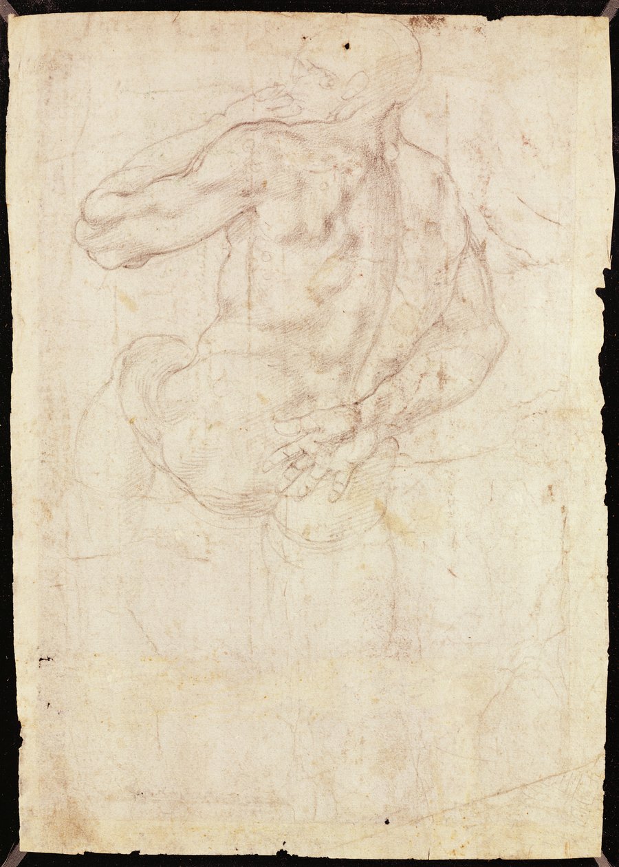 绘图的男性站立图（粉笔在纸上） 作者 米开朗基罗（Michelangelo Buonarroti）