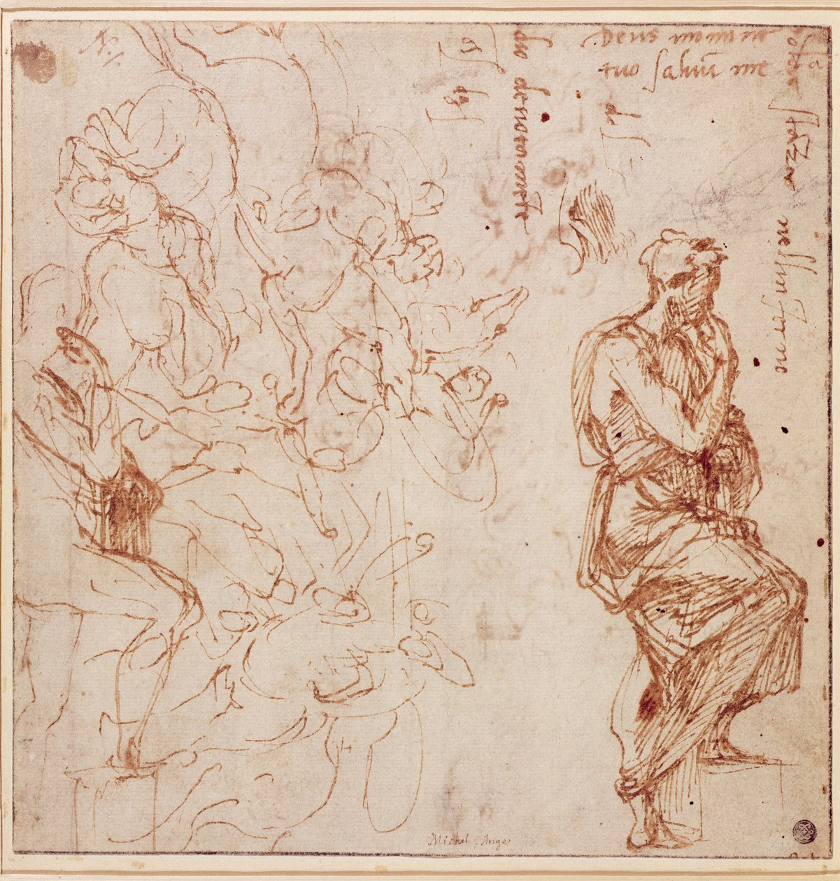 一个女人的图研究（纸上的棕色墨水） 作者 米开朗基罗（Michelangelo Buonarroti）