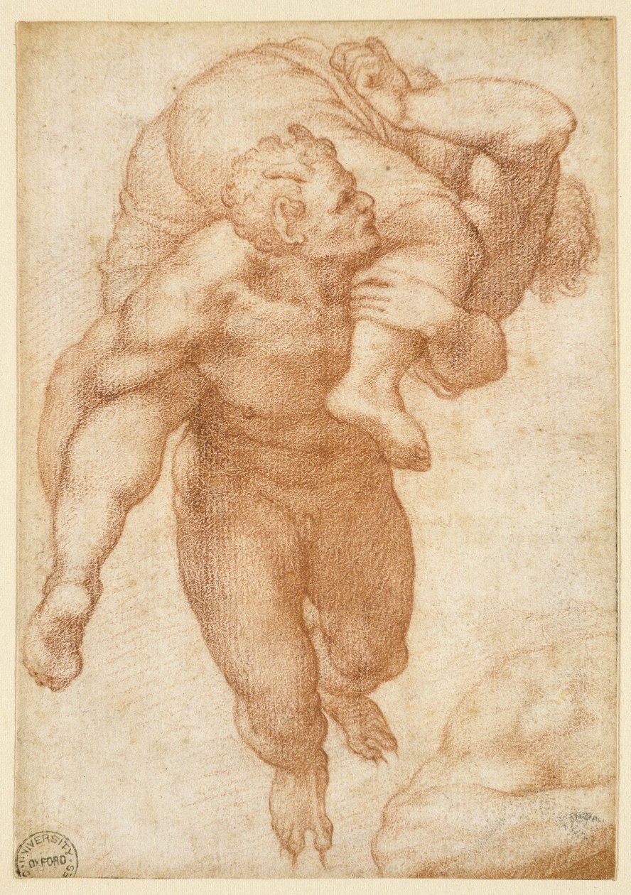 来自最后审判的小组（浅棕色纸上的红色粉笔） 作者 米开朗基罗（Michelangelo Buonarroti）