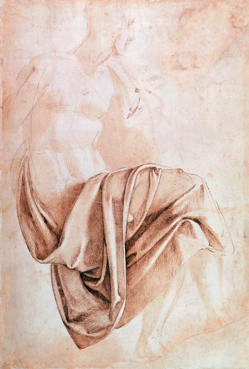 INV。 1887-5-2-118 Recto（W.10）帷幔研究（图） 作者 米开朗基罗（Michelangelo Buonarroti）