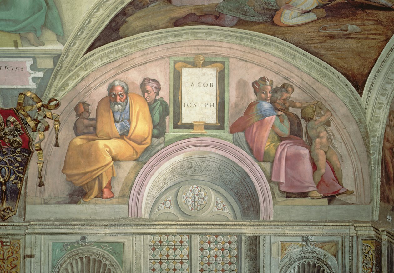 雅各布和约瑟夫，西斯廷教堂 作者 米开朗基罗（Michelangelo Buonarroti）