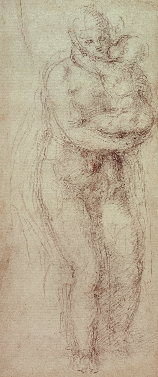 麦当娜和儿童（黑色粉笔在纸上） 作者 米开朗基罗（Michelangelo Buonarroti）
