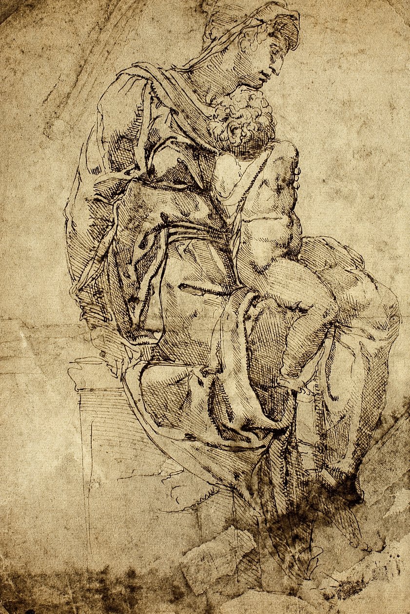 麦当娜和孩子;米开朗基罗画的。巴黎的卢浮宫 作者 米开朗基罗（Michelangelo Buonarroti）