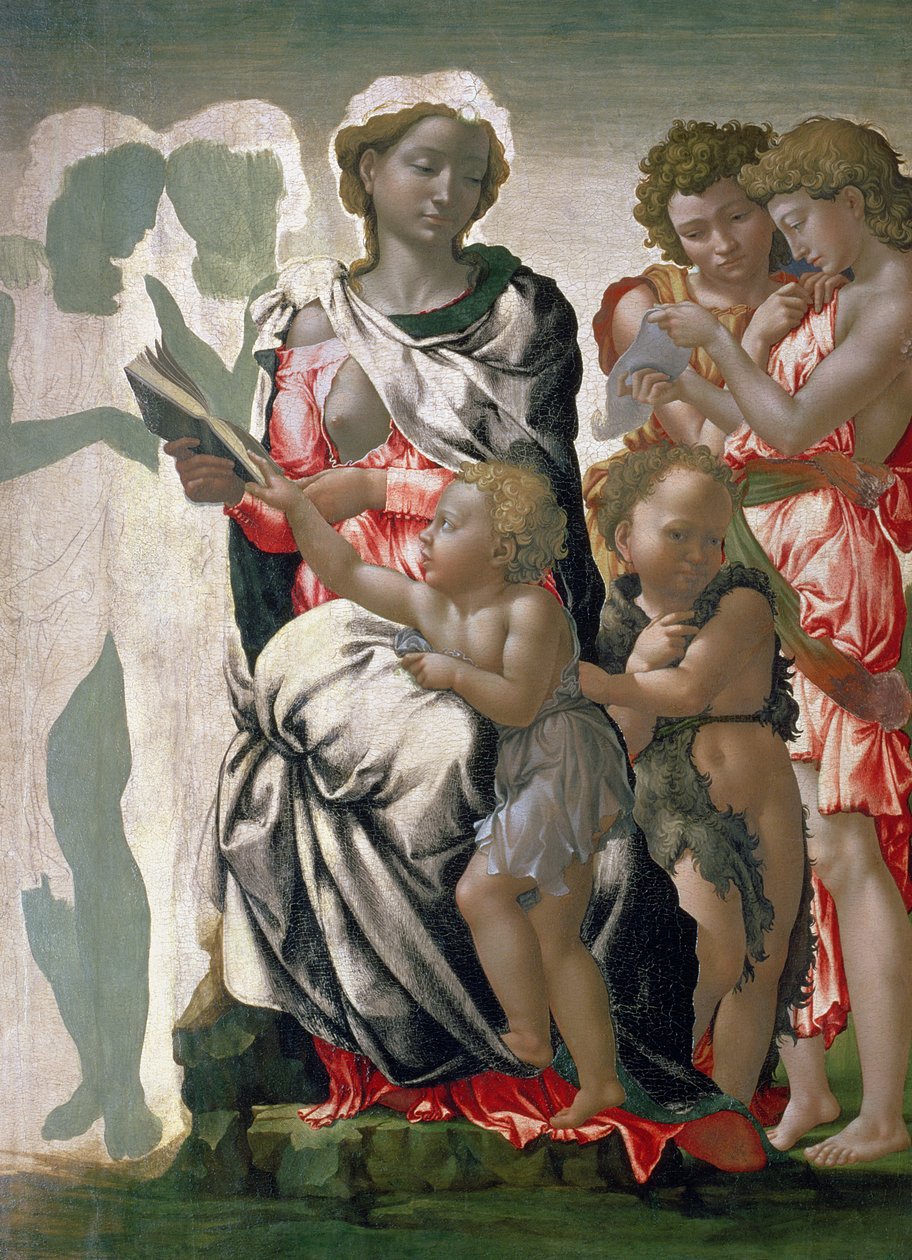 麦当娜和儿童与圣约翰，c.1495（面板上的蛋彩画） 作者 米开朗基罗（Michelangelo Buonarroti）