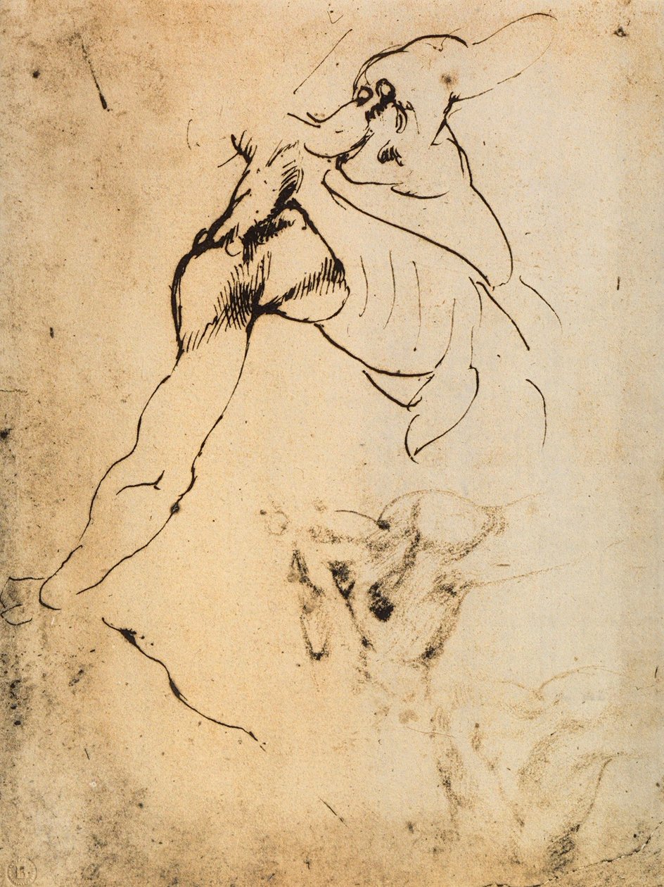 男性解剖学研究;米开朗基罗画的。 Casa Buonarroti，佛罗伦萨 作者 米开朗基罗（Michelangelo Buonarroti）