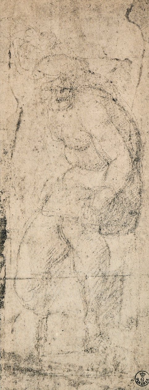 男性裸体，米开朗基罗研究。内阁图纸和版画，乌菲齐画廊，佛罗伦萨 作者 米开朗基罗（Michelangelo Buonarroti）