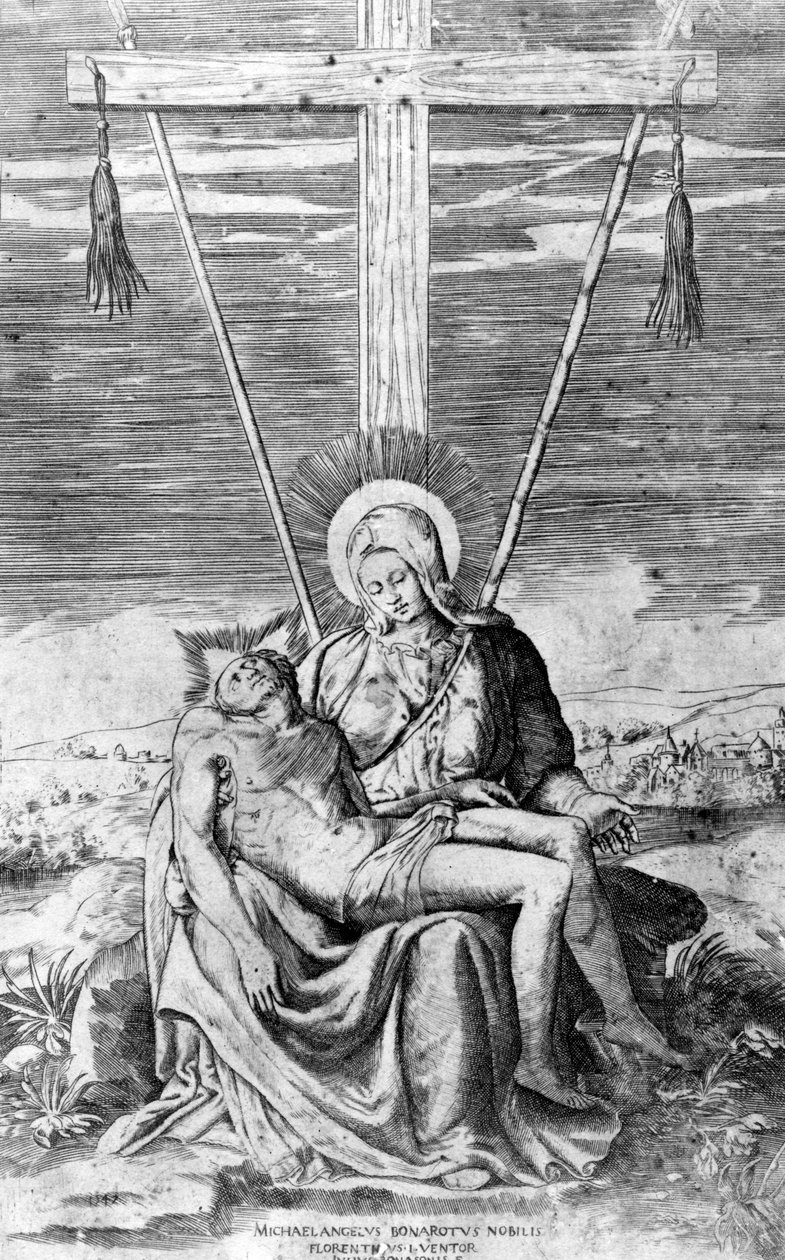 Pieta，由Giulio Bonasone雕刻 作者 米开朗基罗（Michelangelo Buonarroti）