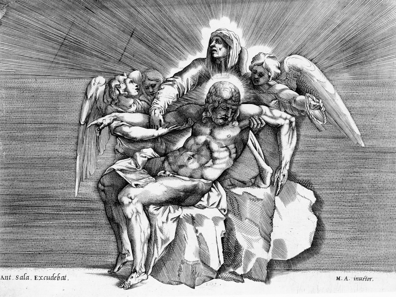 Pieta，由Giulio Sanuto雕刻 作者 米开朗基罗（Michelangelo Buonarroti）