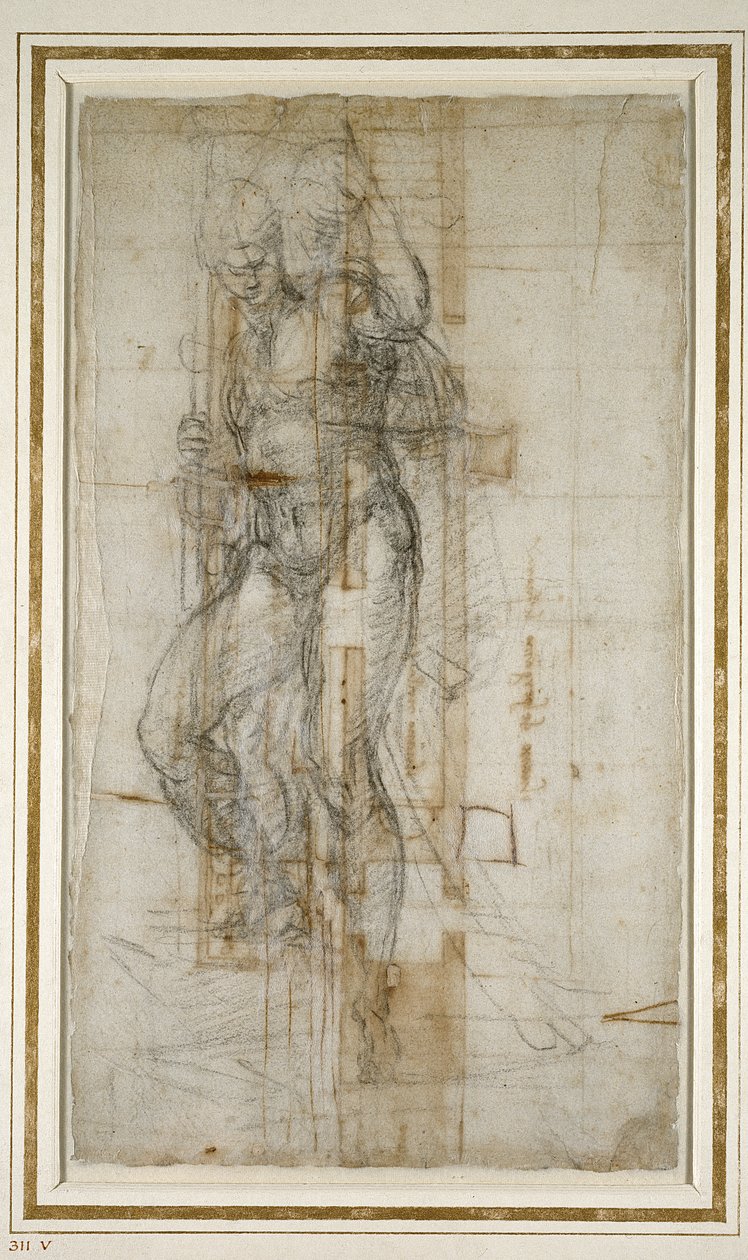 1532年San Lorenzo的遗物阶段计划（粉笔在纸上） 作者 米开朗基罗（Michelangelo Buonarroti）