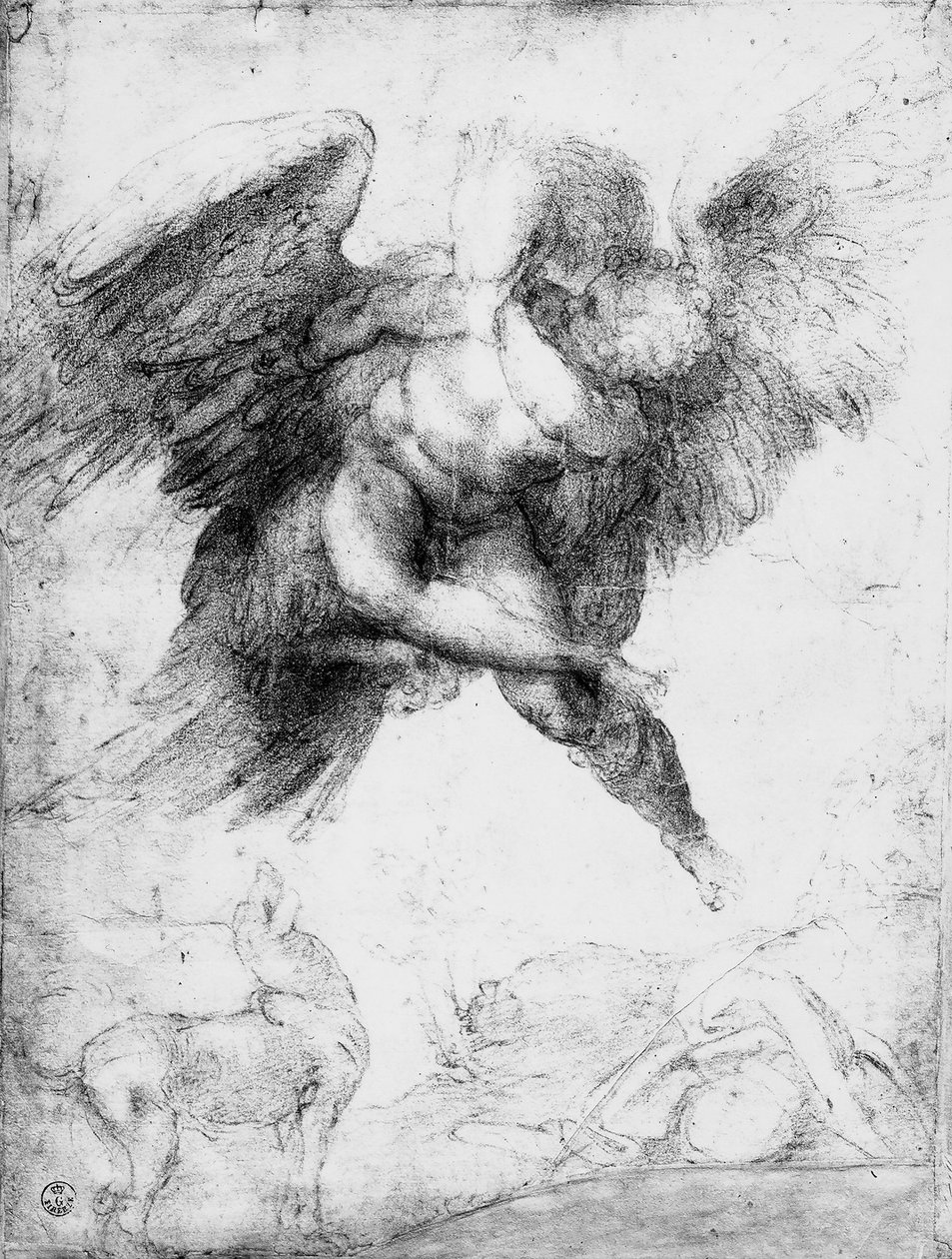 强奸Ganymede（纸上的红色粉笔） 作者 米开朗基罗（Michelangelo Buonarroti）