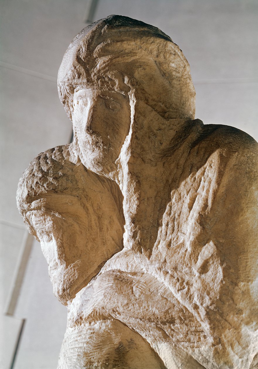 Rondanini Pieta，基督和玛丽大理石头的细节 作者 米开朗基罗（Michelangelo Buonarroti）