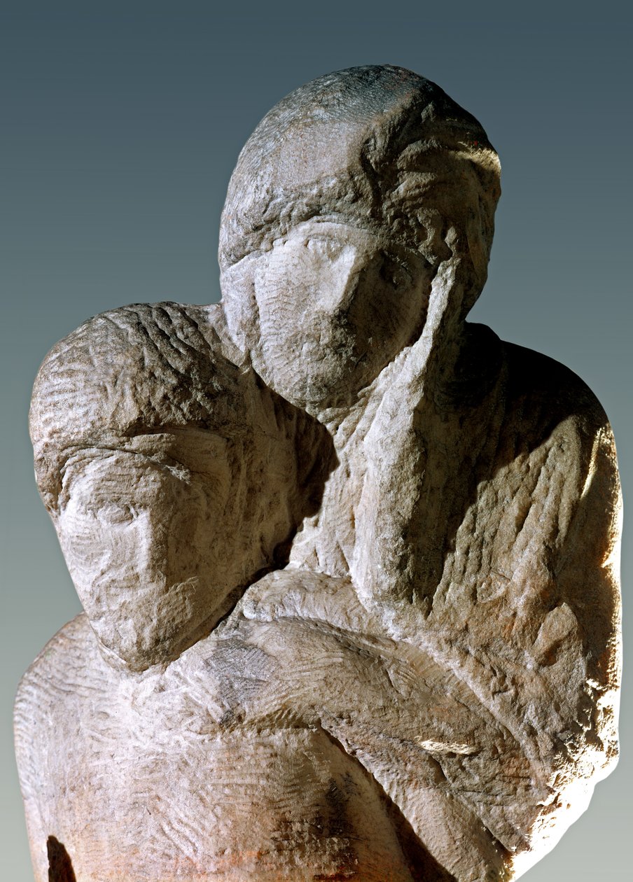 Rondanini Pieta，基督和玛丽大理石头的细节 作者 米开朗基罗（Michelangelo Buonarroti）