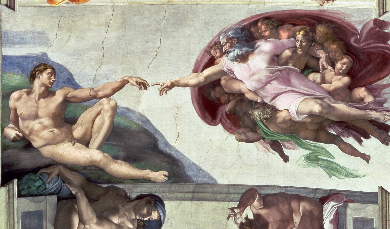 西斯廷教堂天花板（1508-12）：亚当的创造 作者 米开朗基罗（Michelangelo Buonarroti）