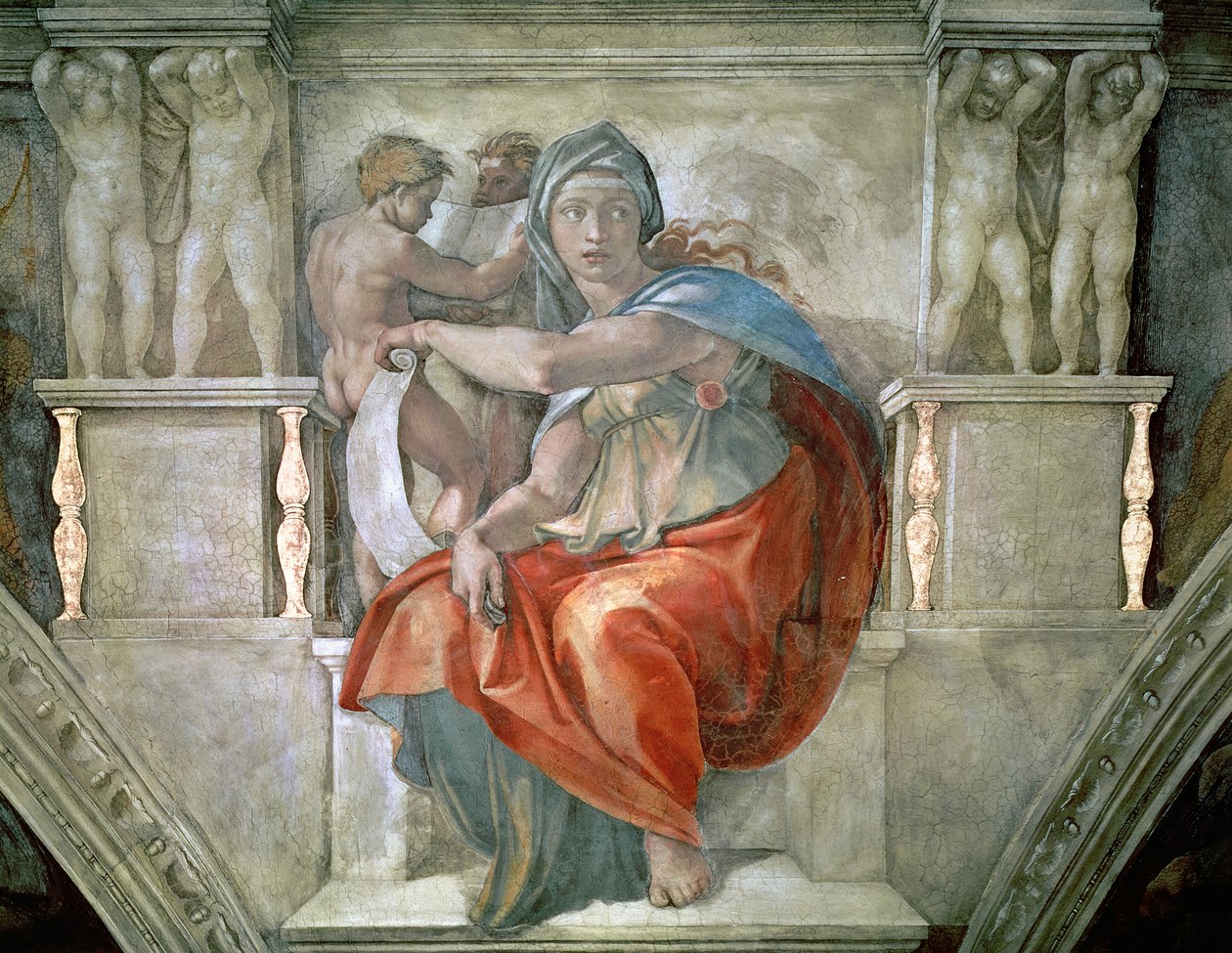 西斯廷教堂天花板：Delphic Sibyl 作者 米开朗基罗（Michelangelo Buonarroti）