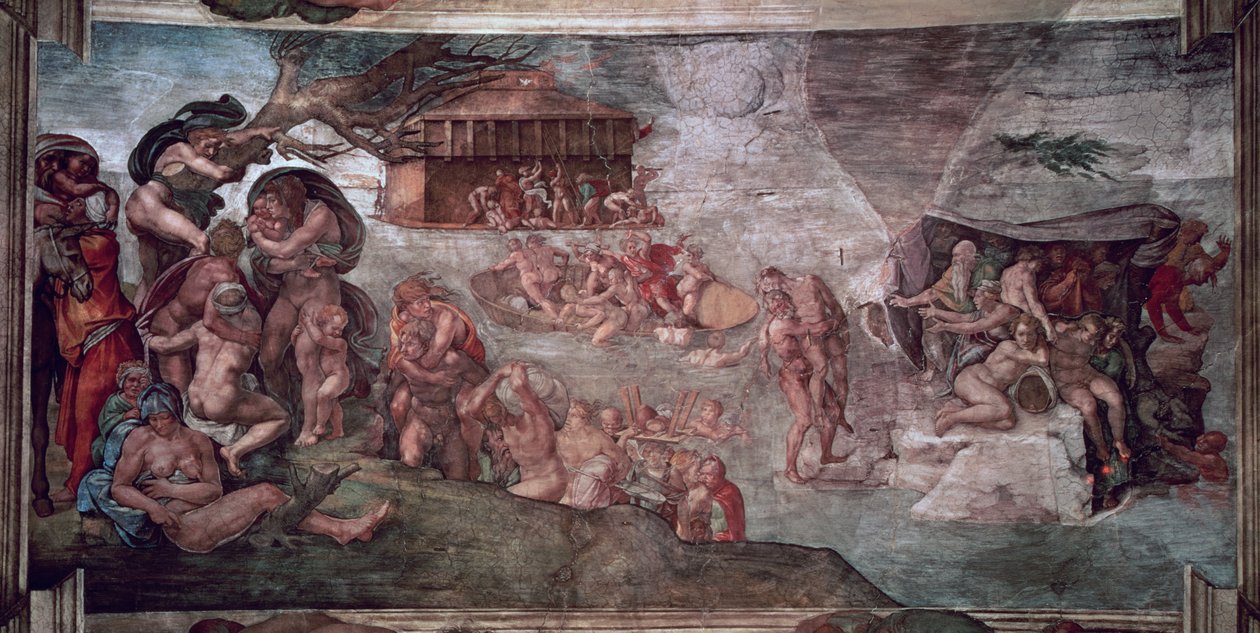 西斯廷教堂天花板：洪水，1508-12（修复前） 作者 米开朗基罗（Michelangelo Buonarroti）