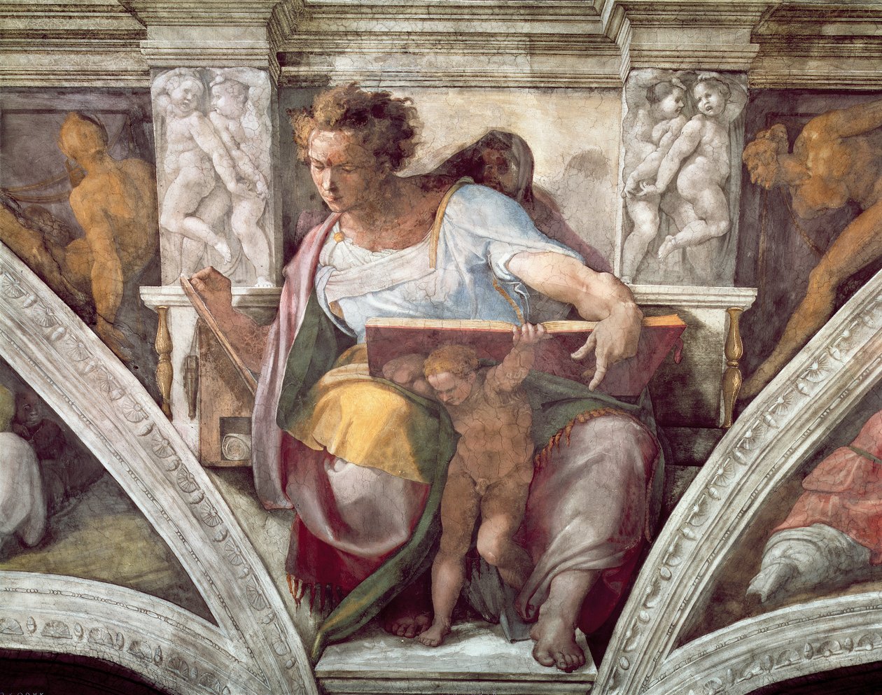 西斯廷教堂天花板：先知丹尼尔，c.1508-10 作者 米开朗基罗（Michelangelo Buonarroti）