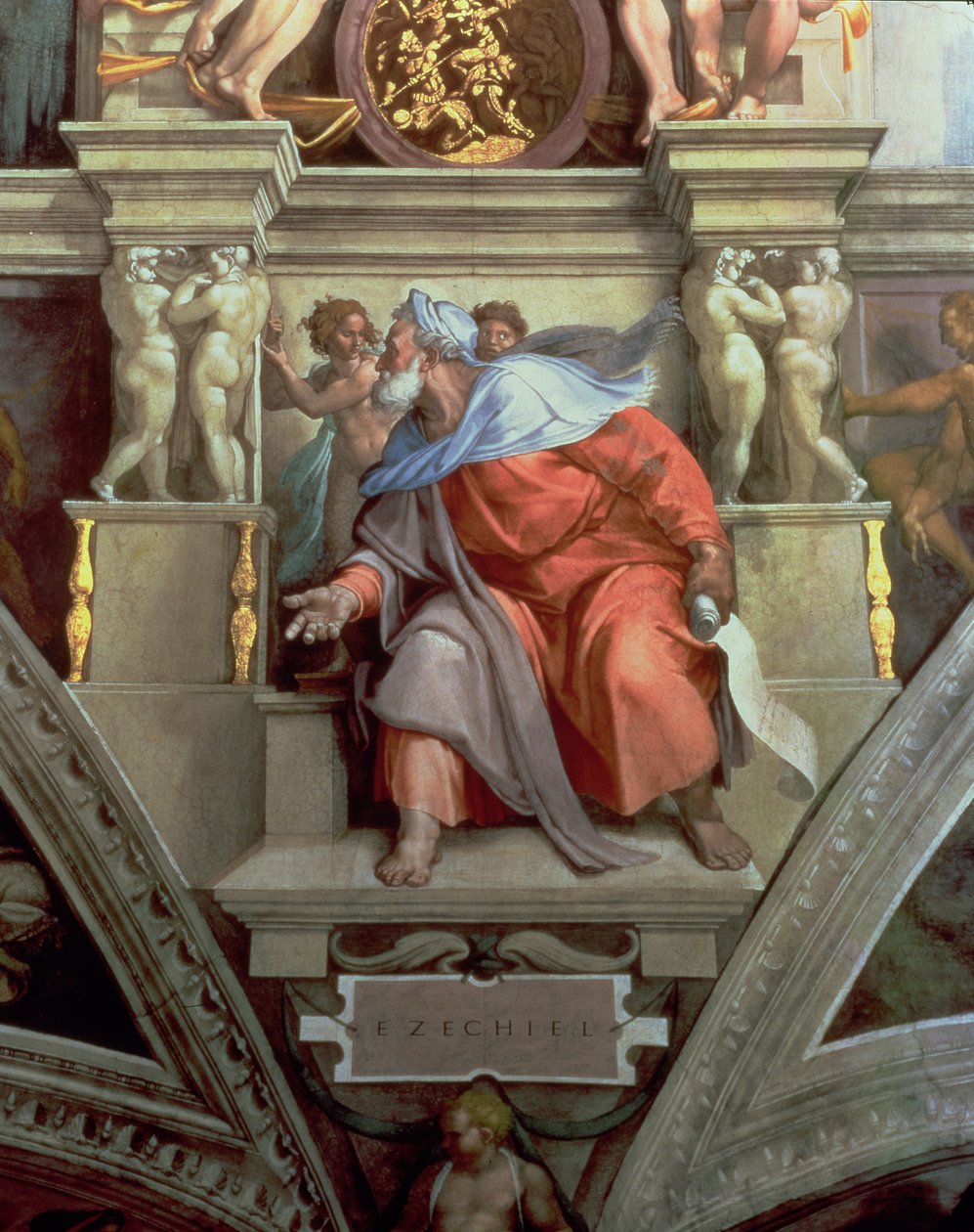 西斯廷教堂天花板：先知以西结书，1510年（修复后） 作者 米开朗基罗（Michelangelo Buonarroti）