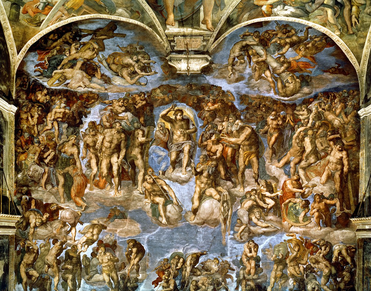 西斯廷教堂：最后的审判，1538-41（修复前） 作者 米开朗基罗（Michelangelo Buonarroti）