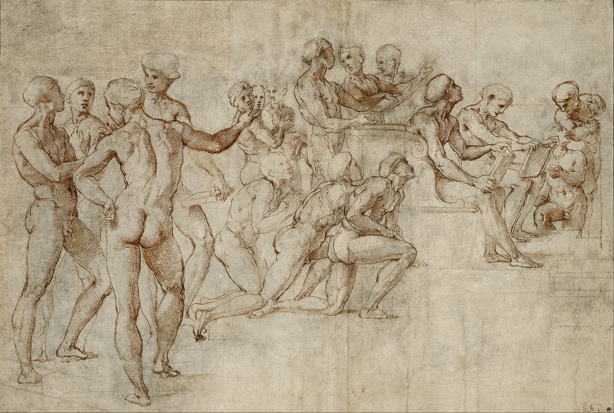 Disputa左下部分的草图 作者 米开朗基罗（Michelangelo Buonarroti）