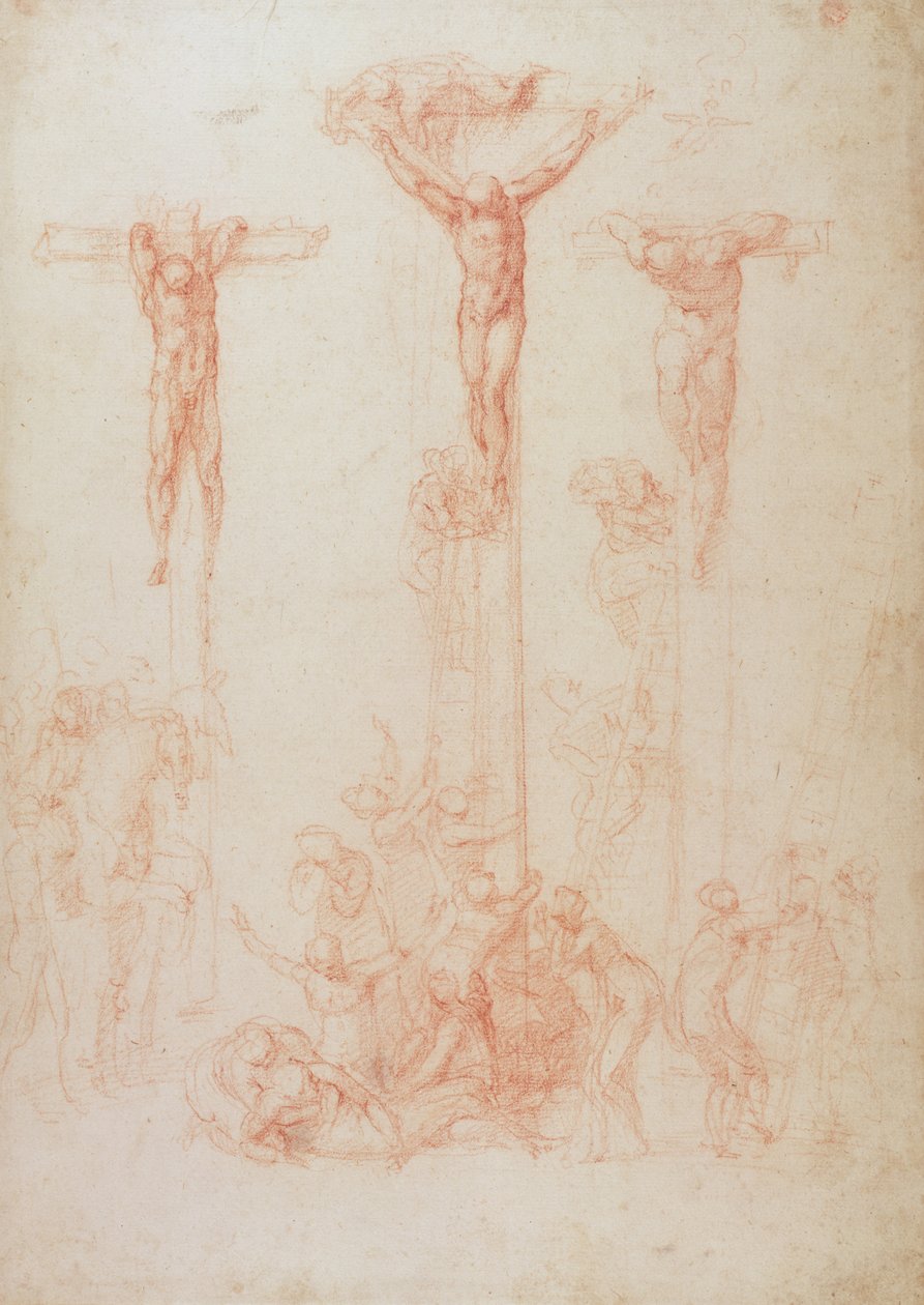 研究三个十字架（纸上的红色粉笔） 作者 米开朗基罗（Michelangelo Buonarroti）