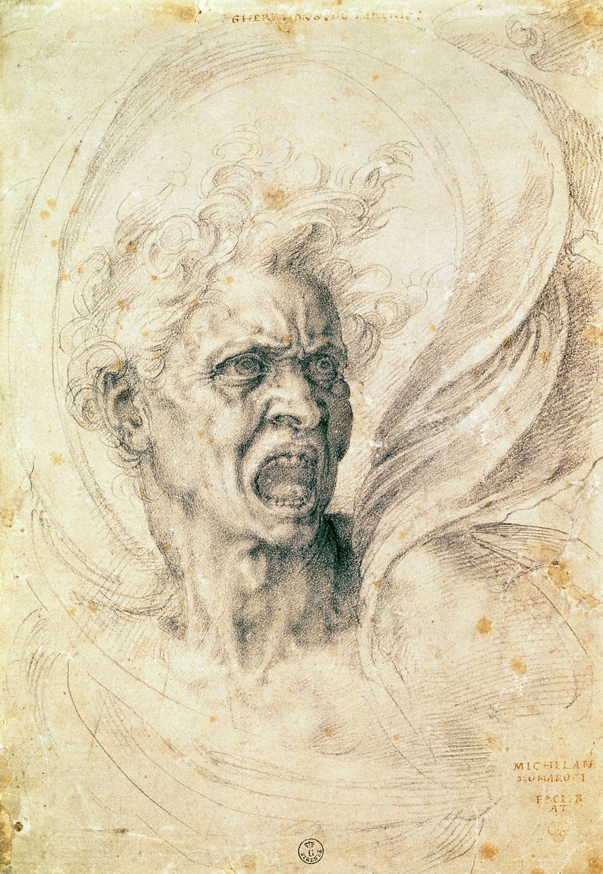 研究一个人喊（木炭在纸上） 作者 米开朗基罗（Michelangelo Buonarroti）
