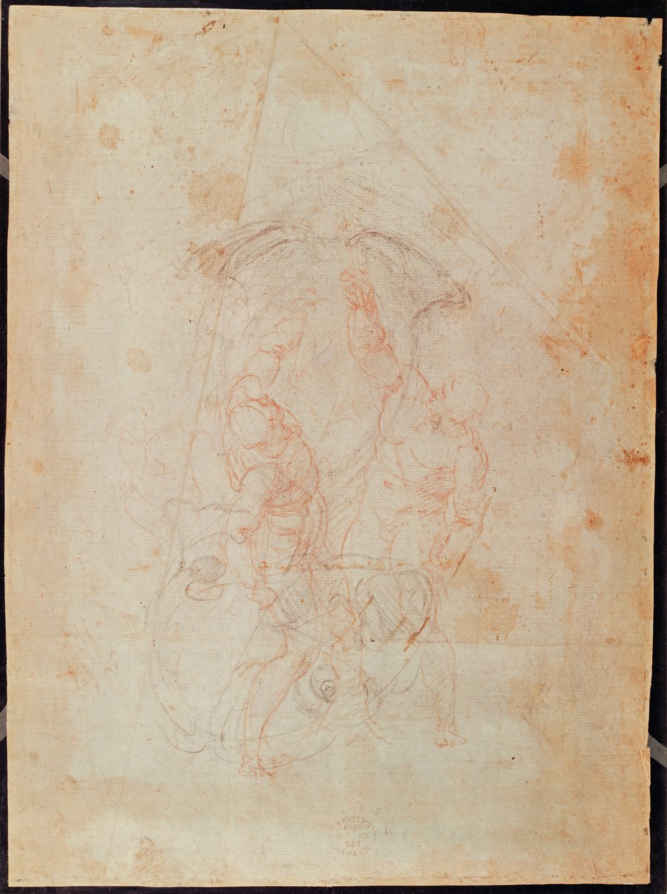研究两个男性人物（纸上的红色粉笔）（反面） 作者 米开朗基罗（Michelangelo Buonarroti）